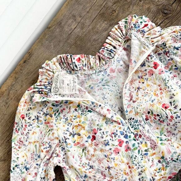 Rare $578 O Pioneers Clara Floral Cotton Cottage Midi Dress 4 US 8 UK Women’s - Picture 6 of 6